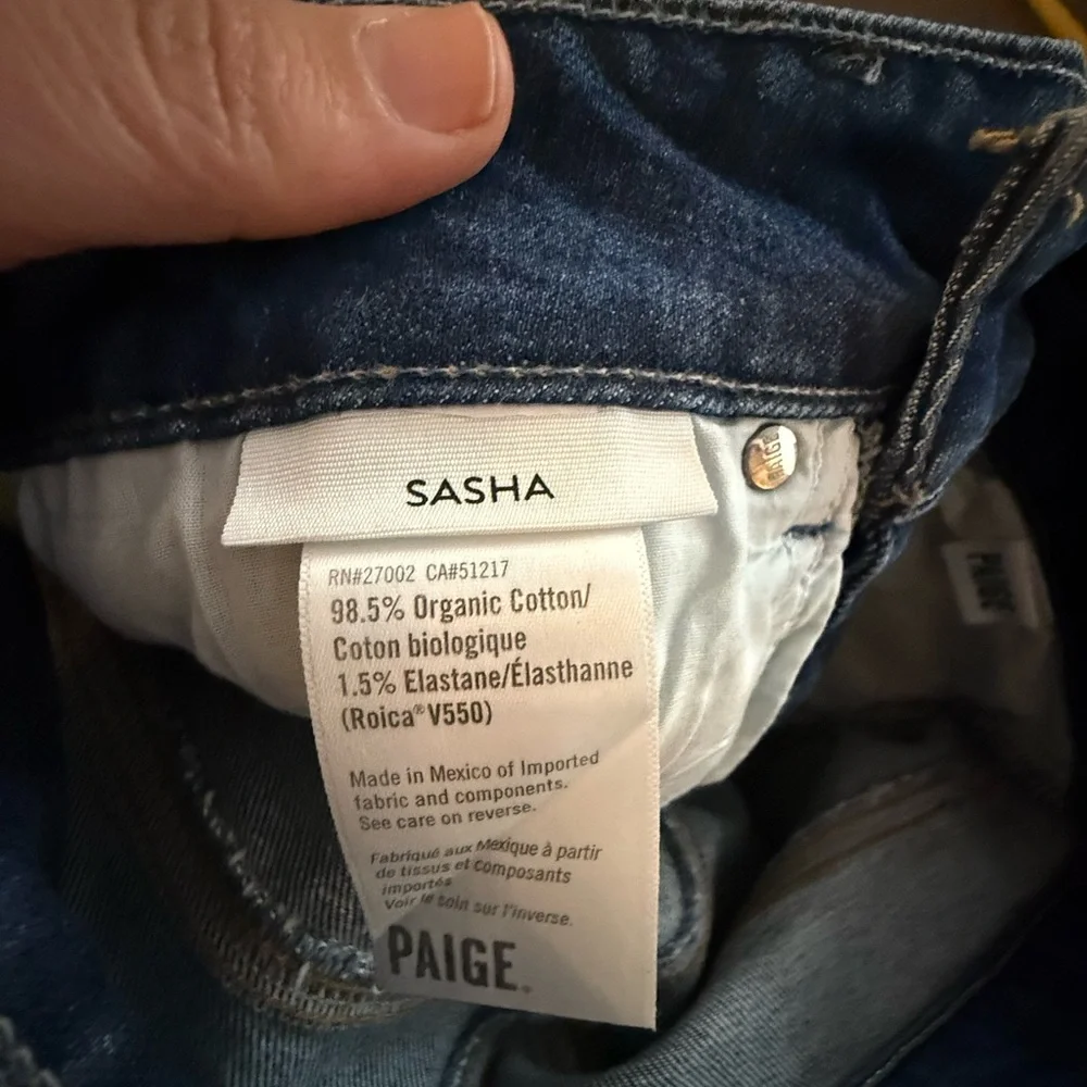 PAIGE Dark Blue High-Rise Wide Leg Jeans Sasha Glorious - Picture 9 of 10